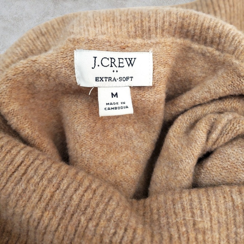 J.Crew Extra-Soft Turtleneck Sweater Dress Camel Tan Wool Blend Midi Womens M - Picture 5 of 6